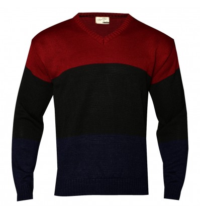 Sweater combinado escote en "V"