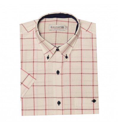 Camisa de lino a cuadros M/C